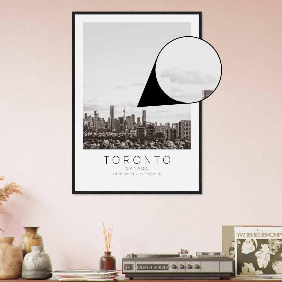 Toronto Canada CN Tower Skyline Black and White Photo Poster - Image 4