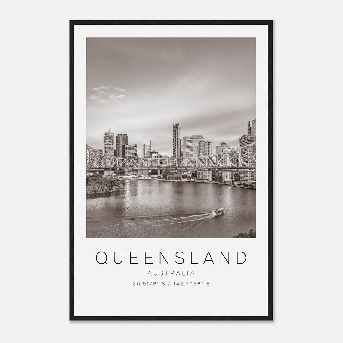 Queensland Australia Travel Photo Poster Bw Print Minimalist
