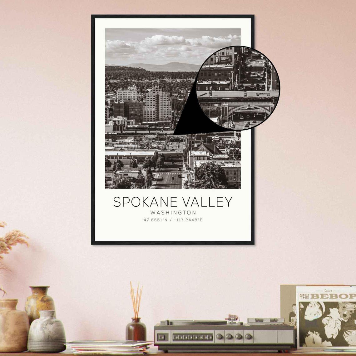 Spokane Valley Washington Downtown Skyline Mountain View Poster - Image 4
