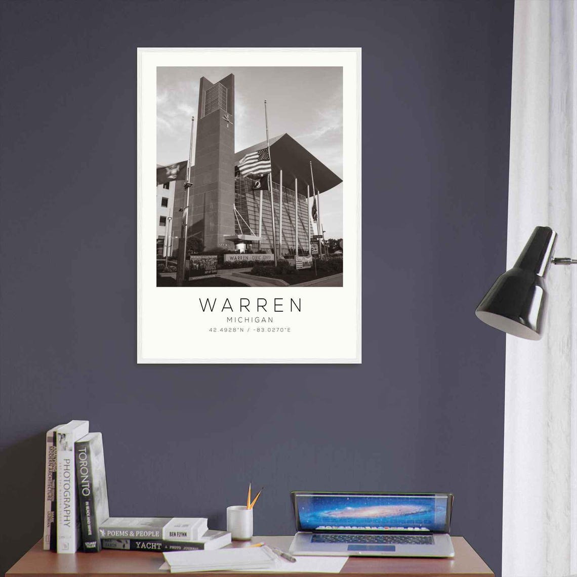 Warren Michigan Civic Center Clock Tower Landmark Travel Poster - Image 3