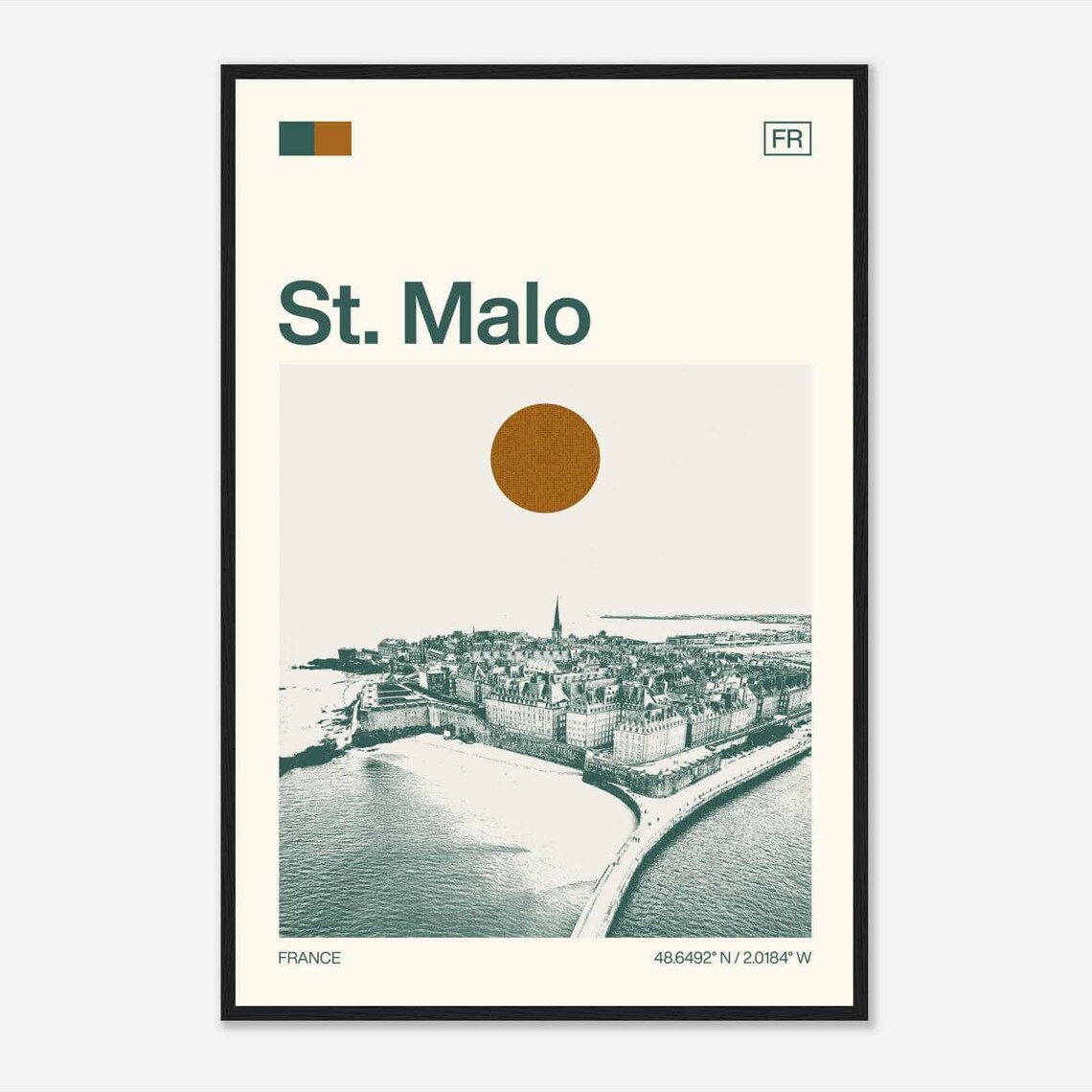 St Malo France Minimalist Monochrome Travel Poster