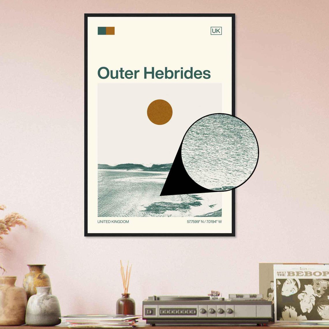 Outer Hebrides Scotland Sandy Beach Bay Minimalist Travel Poster - Image 4