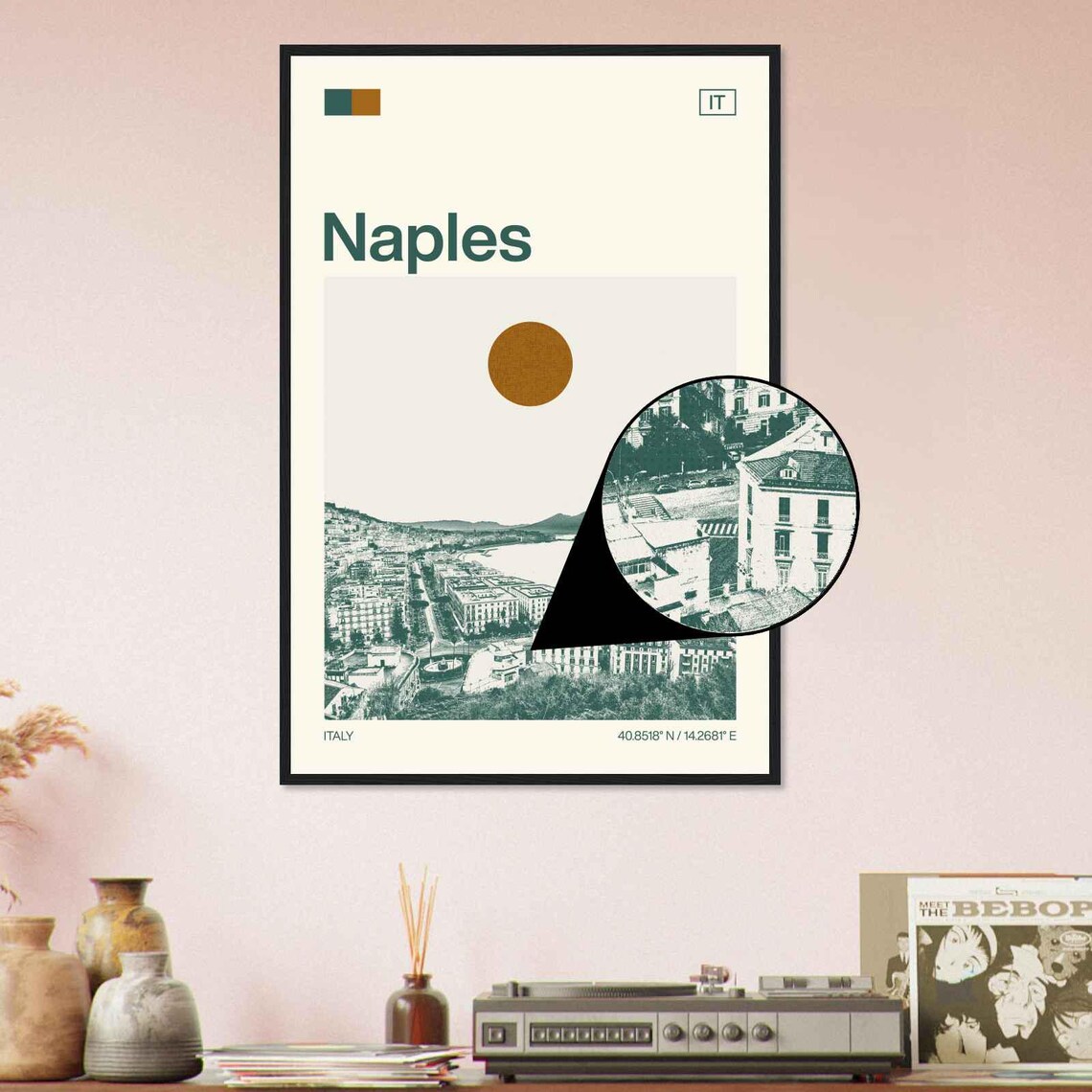 Naples Italy Modern Minimalist Bay Coastline Travel Art Poster - Image 4