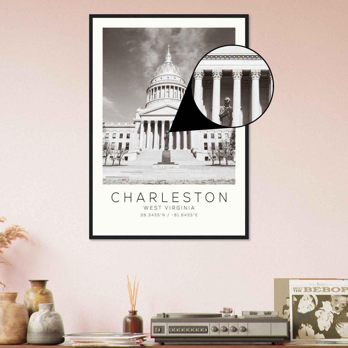 Charleston West Virginia State Capitol Gold Dome Column Front Poster - Image 4