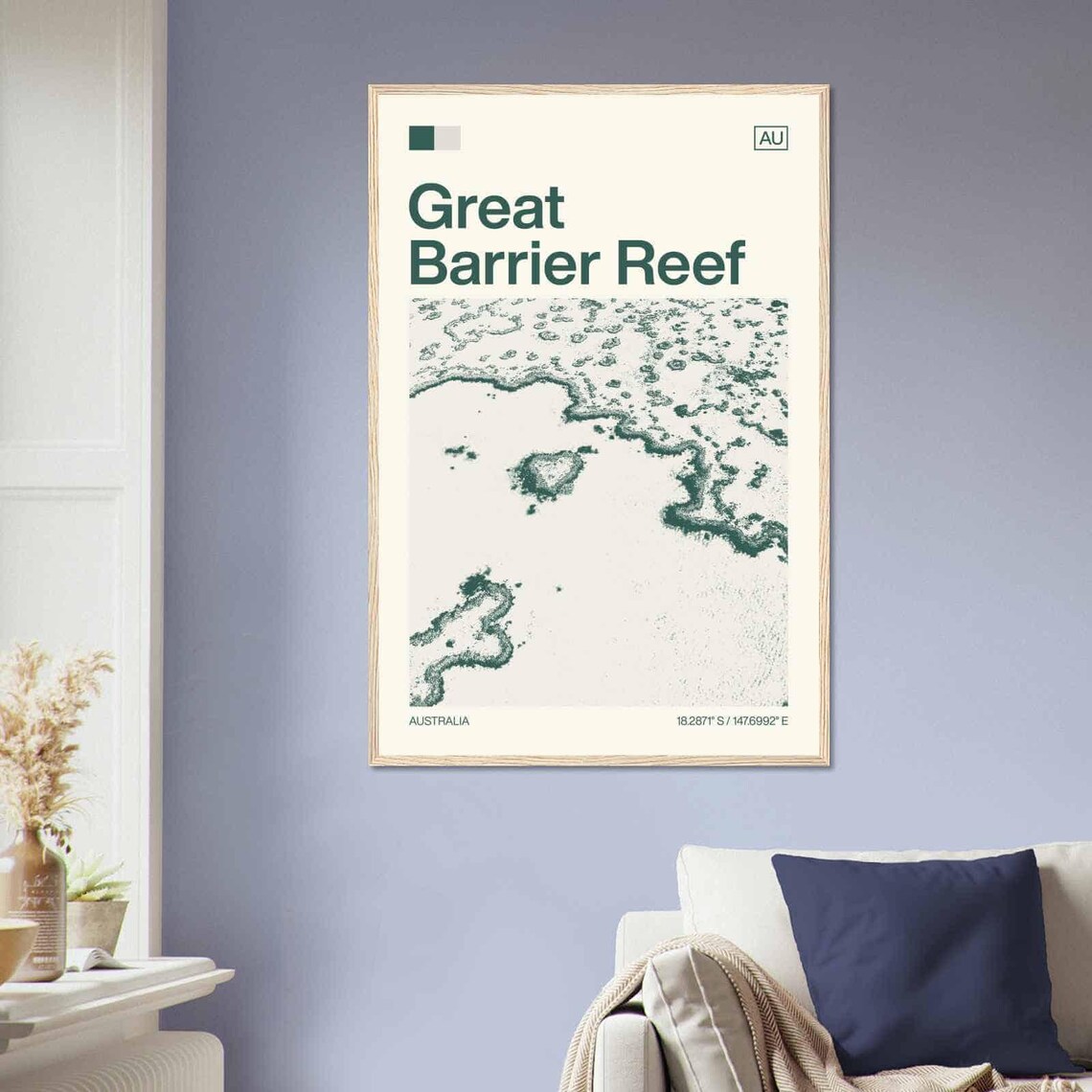 Great Barrier Reef Australia Aerial Coral Heart Reef Art Poster - Image 2