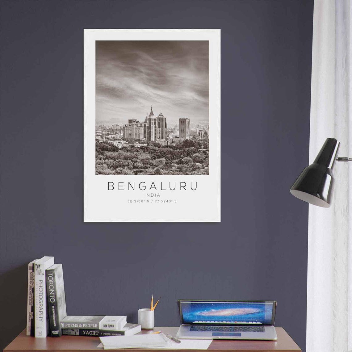 Bengaluru India City Skyline Black White Minimalist Photo Poster - Image 3