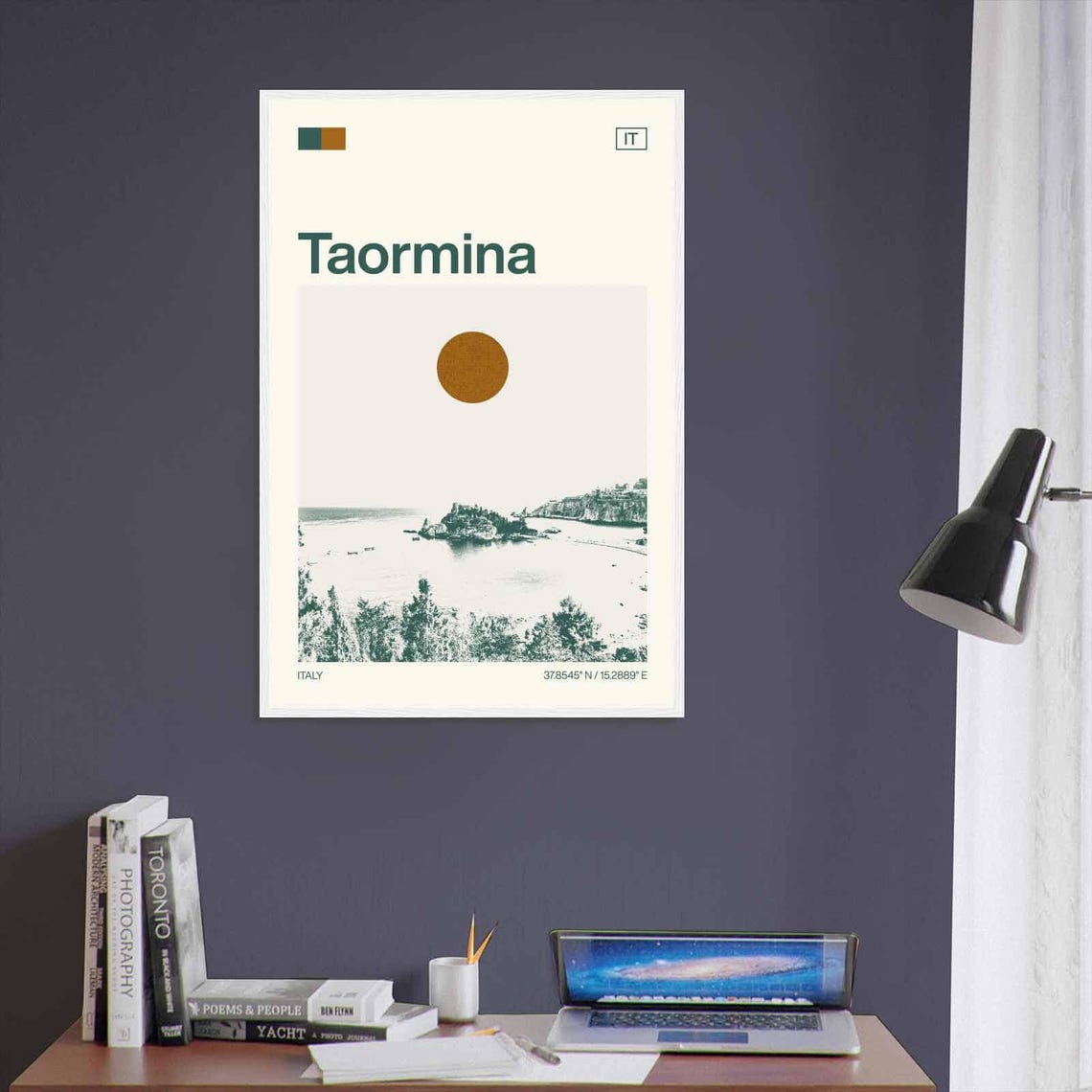 Taormina Italy Sicily Bay Coastline Vintage Style Travel Poster - Image 3