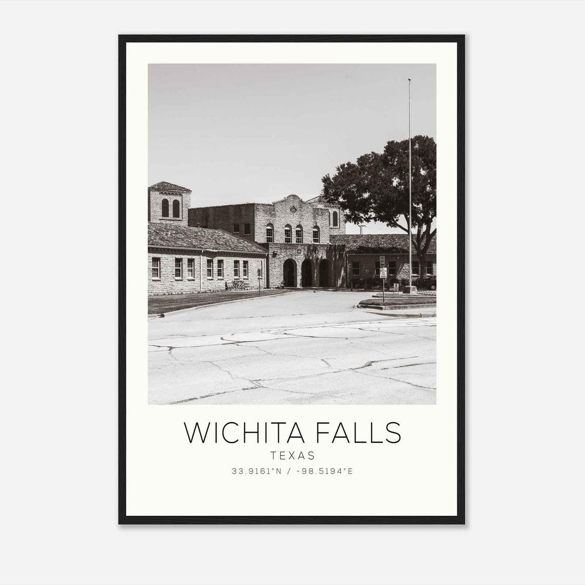 Wichita Falls Texas Historic Stone Building Photo Travel Poster