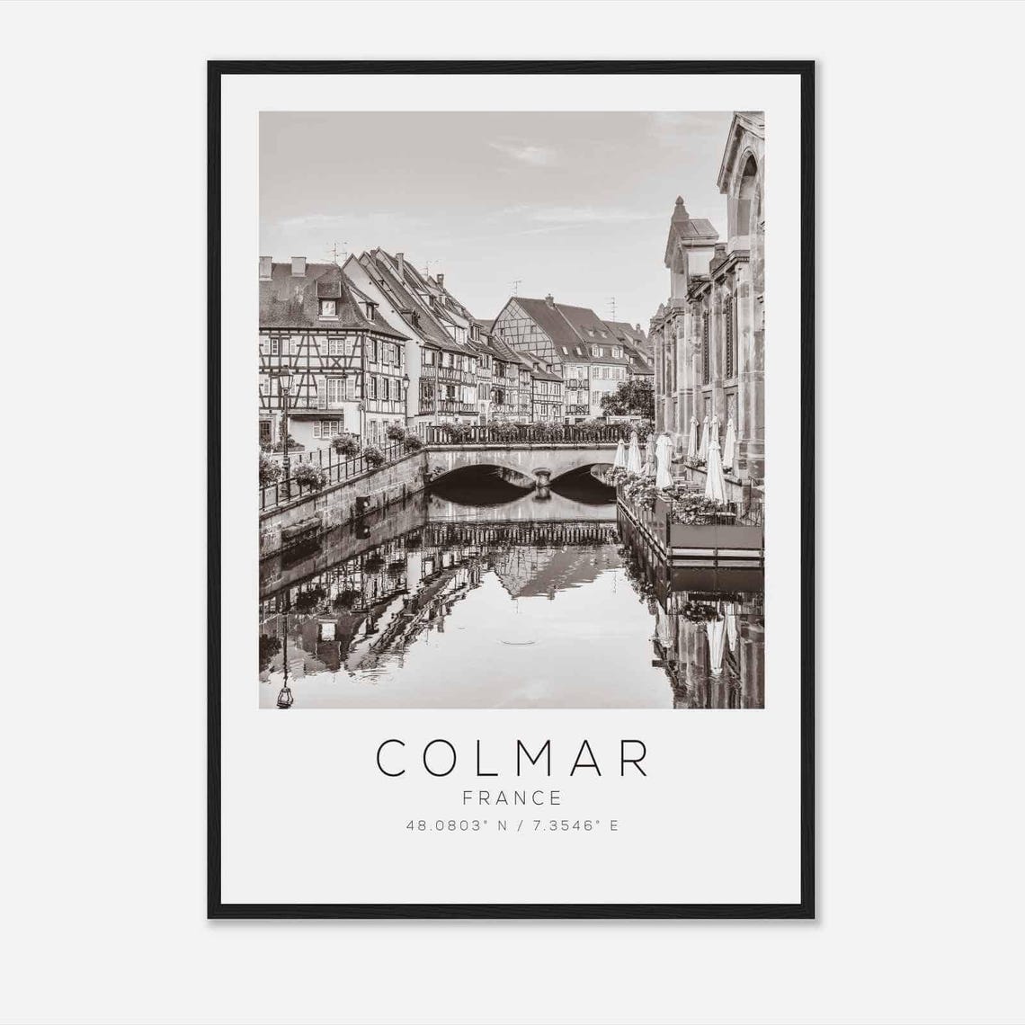 Colmar France Travel Photo Poster Bw Colmar Travel Print Minimalist Travel Poster Print