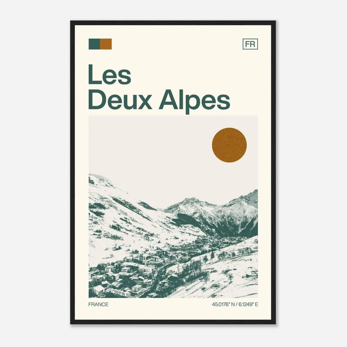 Les Deux Alpes France Ski Resort Snowy Mountain Travel Poster