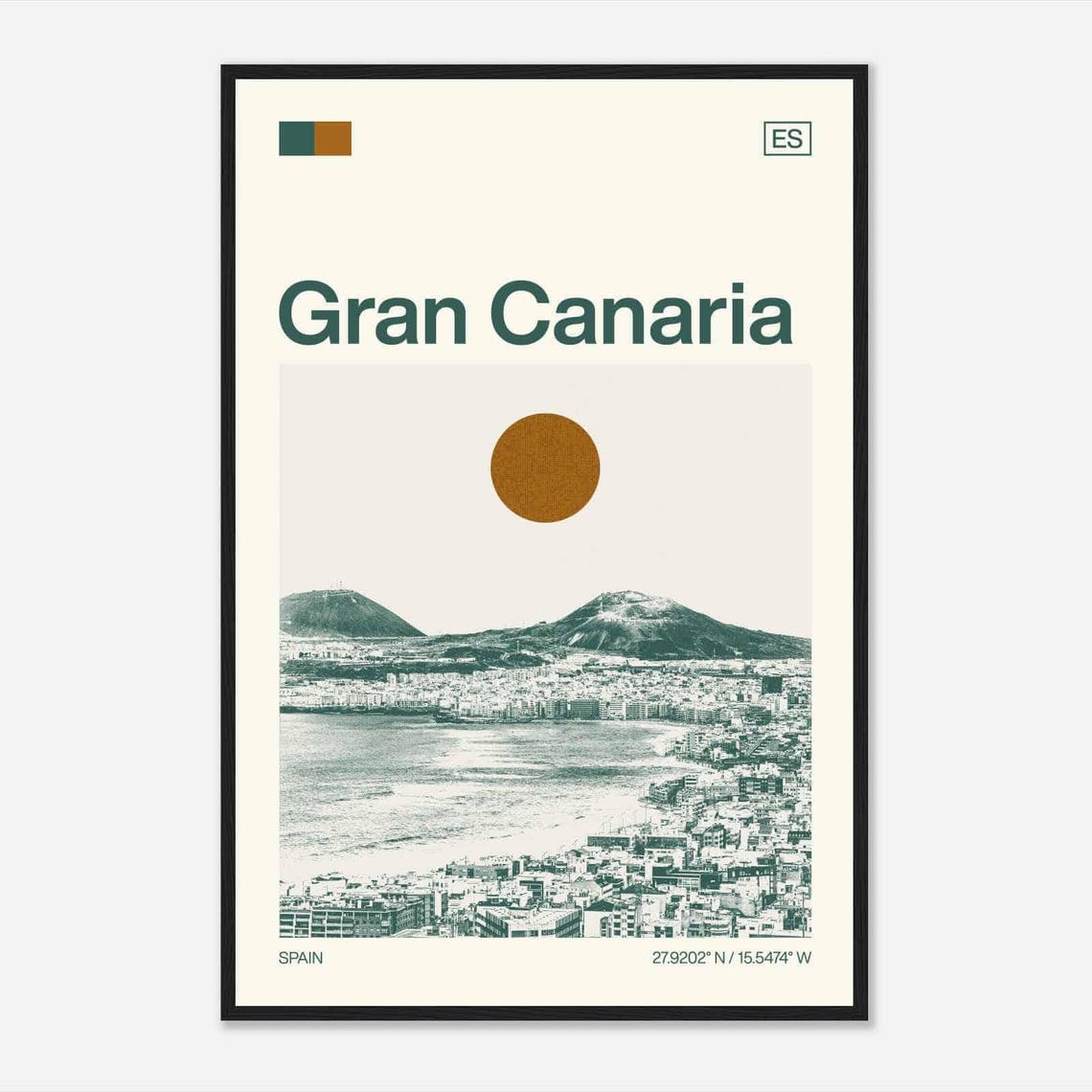 Gran Canaria Spain Island Coast City Minimalist Travel Art Poster