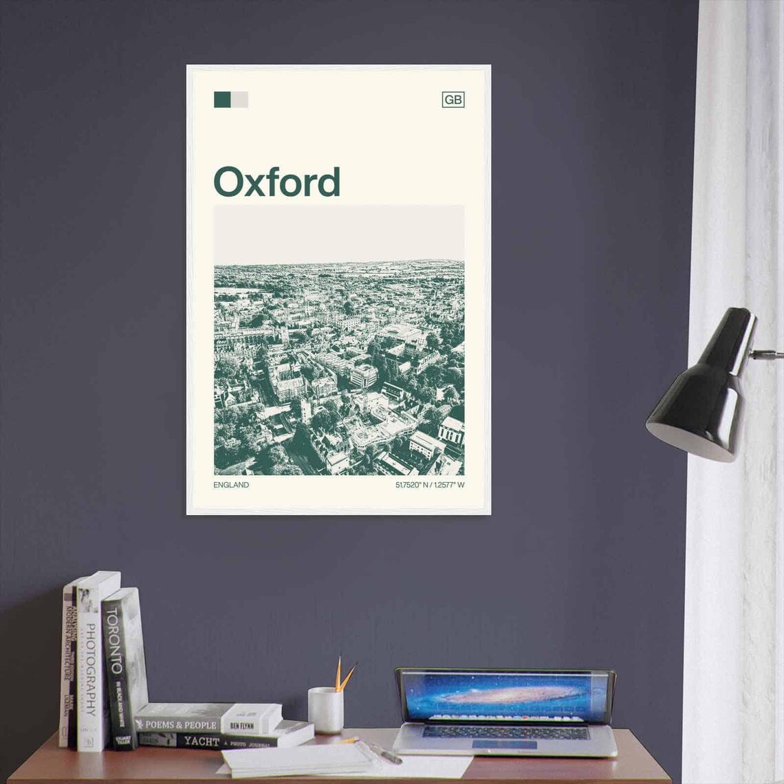 Oxford England Historic Spires City Aerial Minimalist Travel Poster - Image 3