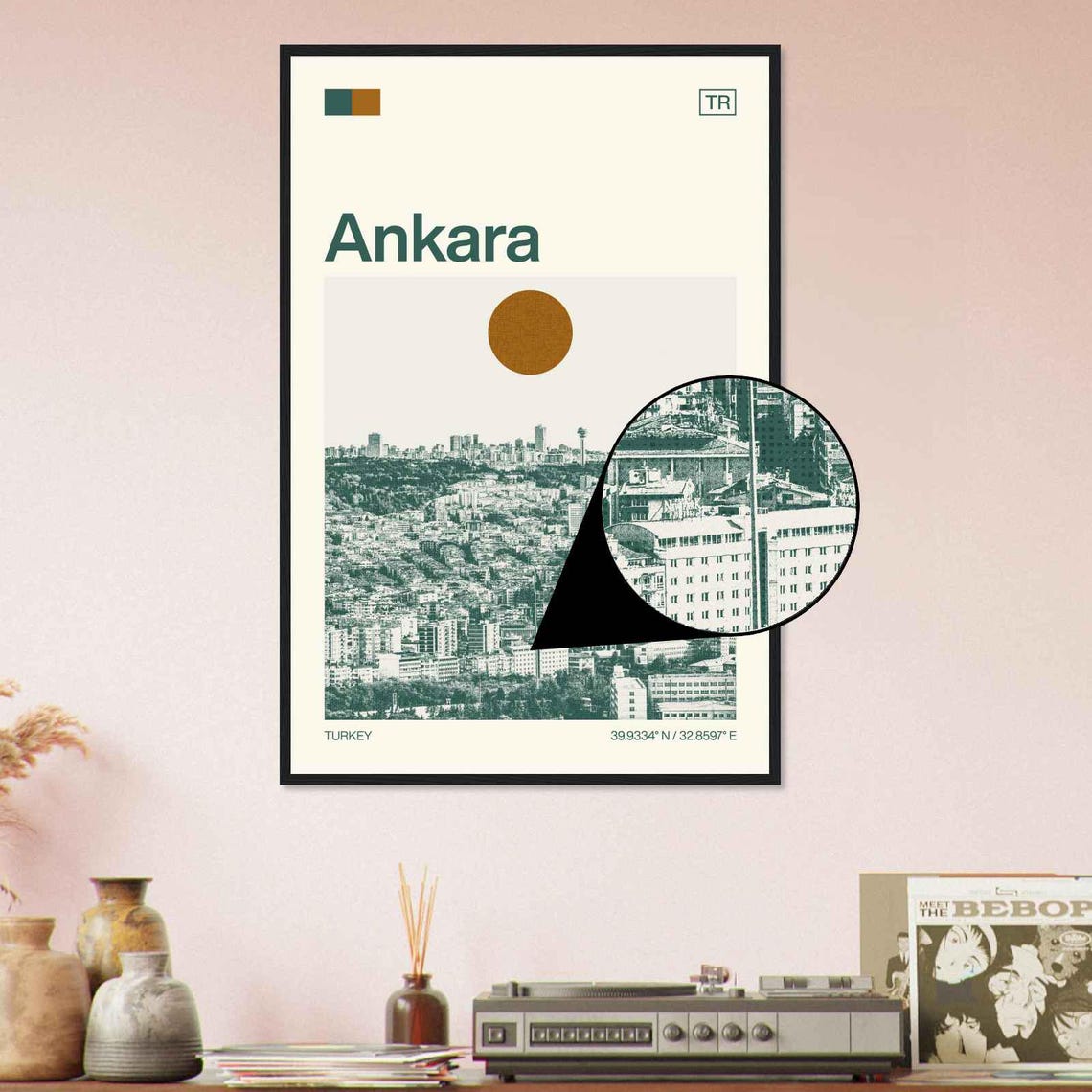 Ankara Turkey Capital City Panorama Vintage Style Travel Poster - Image 4
