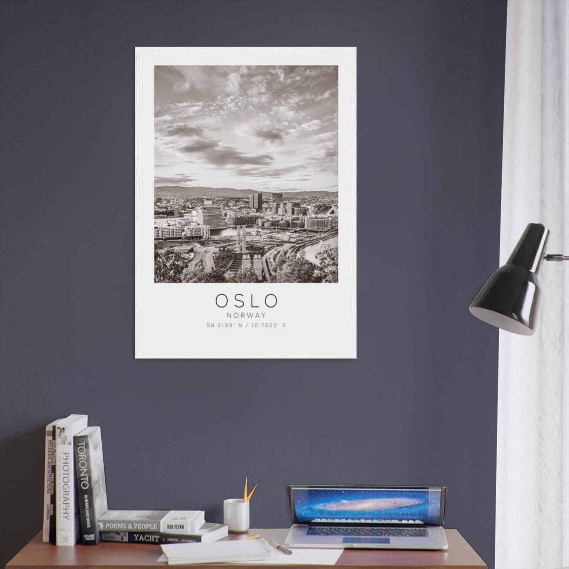 Oslo Norway Harbor Skyline Panorama Black White Photo Poster - Image 3