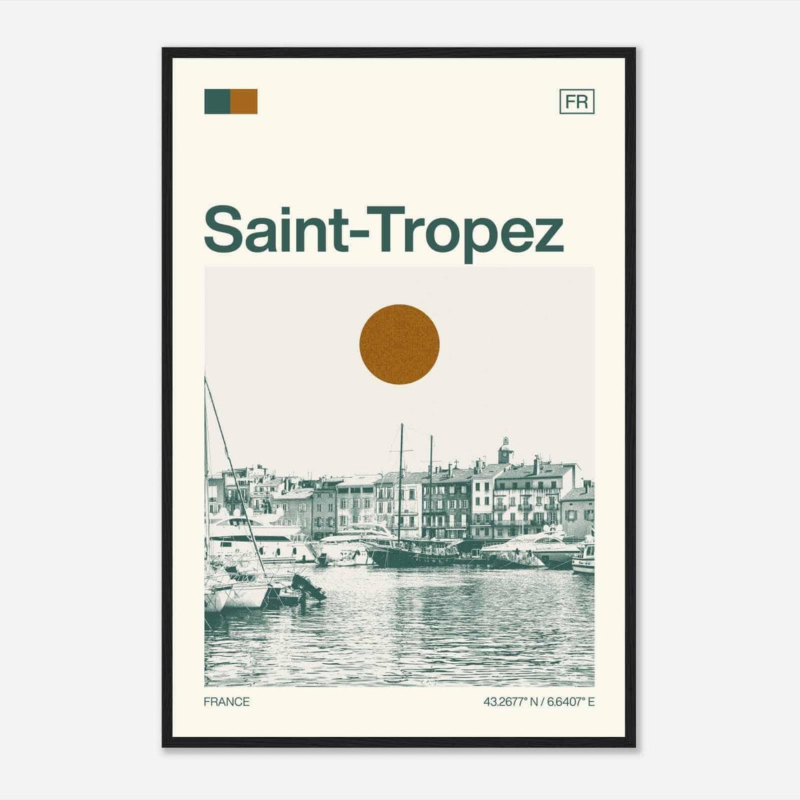 Saint-Tropez France Riviera Marina Yachts Minimalist Travel Poster