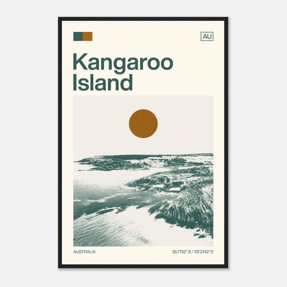 Kangaroo Island Australia Minimalist Monochrome Travel Photo Poster