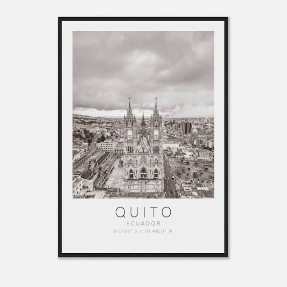 Quito Ecuador Historic Basilica Aerial City Vintage Photo Poster
