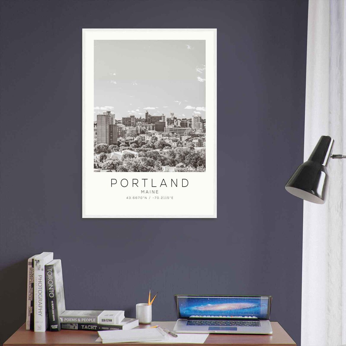 Portland Maine Downtown Skyline Black and White Photo Poster - Image 3