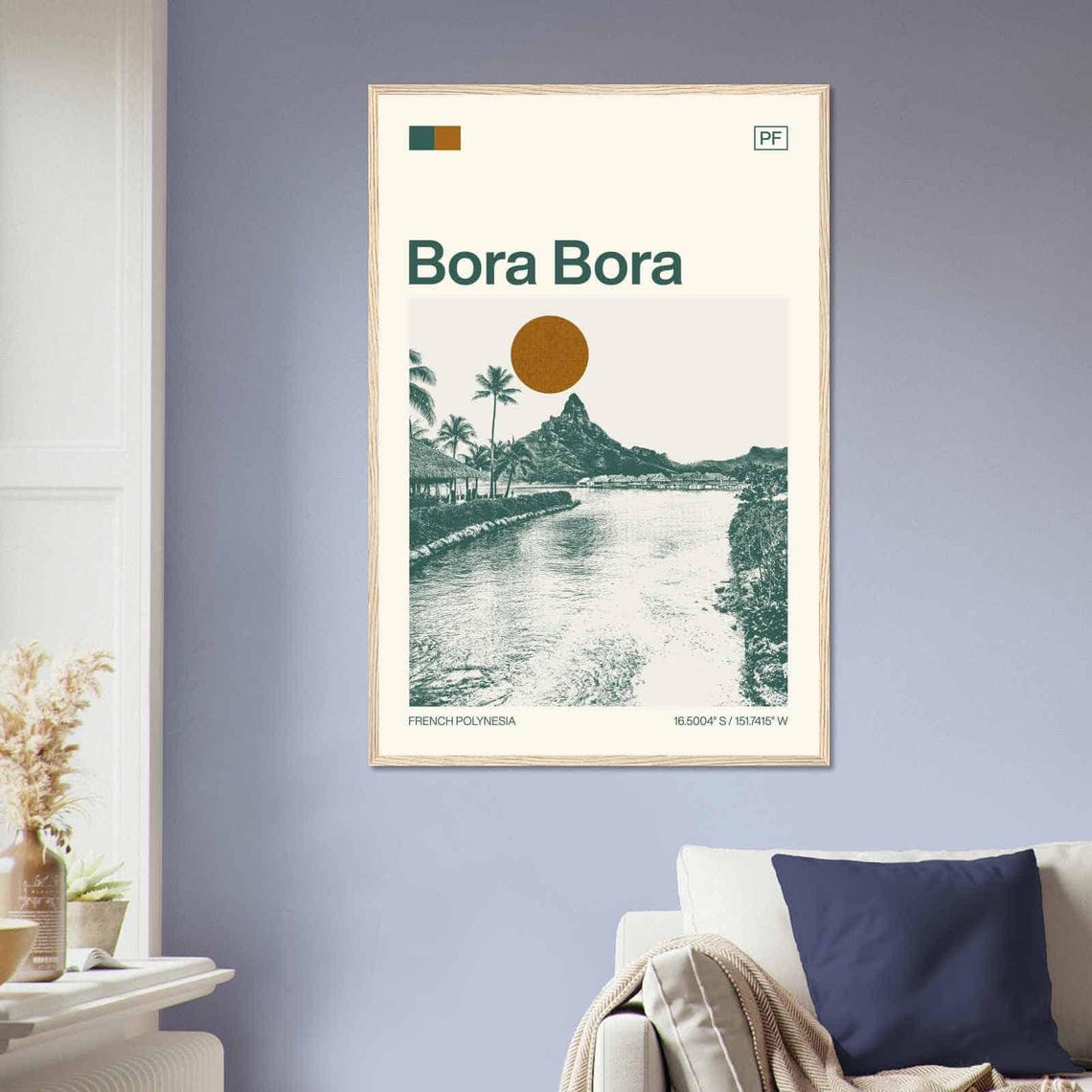 Bora Bora Island Lagoon Mount Otemanu Vintage Coastal Travel Poster - Image 2