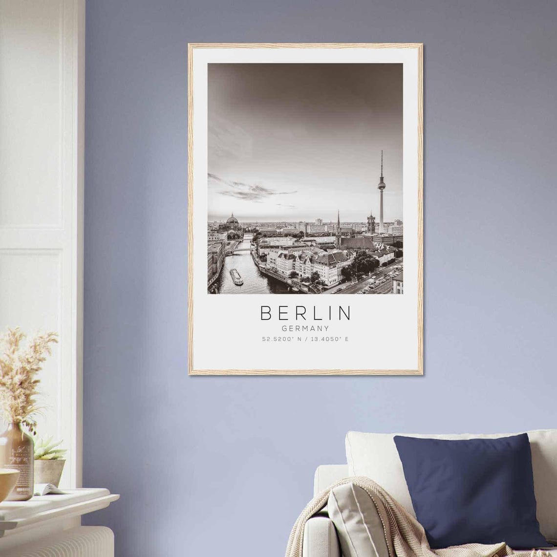 Berlin Germany TV Tower Panorama Black White Minimalist Poster - Image 2