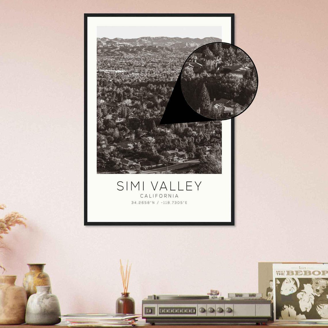 Simi Valley California Suburban Mountain View Minimalist Photo Poster - Image 4