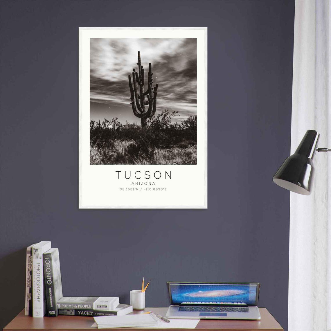 Tucson Arizona Saguaro Cactus Night Sky Minimalist Photo Poster - Image 3