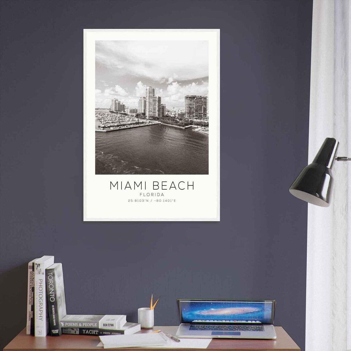 Miami Beach Florida Marina Harbor Skyline Minimalist Travel Poster - Image 3