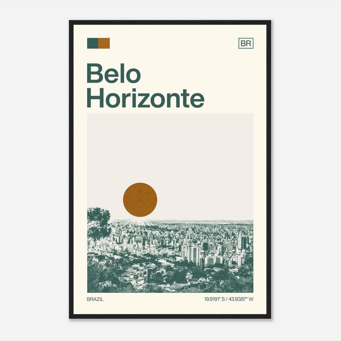 Belo Horizonte Brazil Minimalist Monochrome Travel Photo Poster