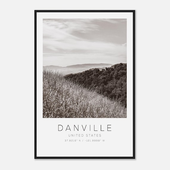 Danville United States Black and White Hillside Meadow Photo Poster