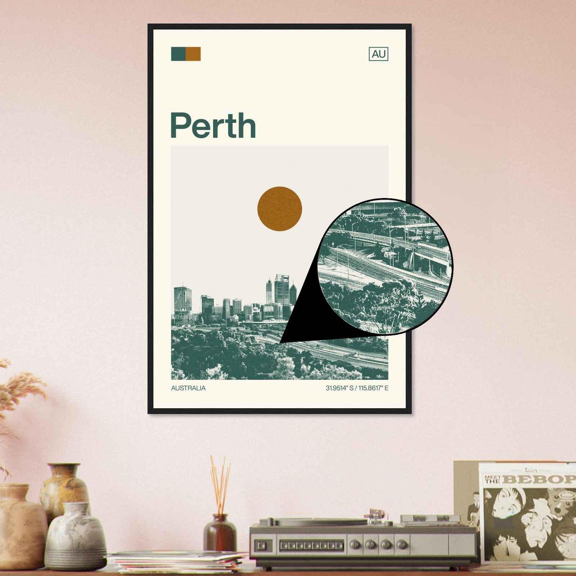 Perth Australia City Skyline Park View Minimalist Travel Poster - Image 4