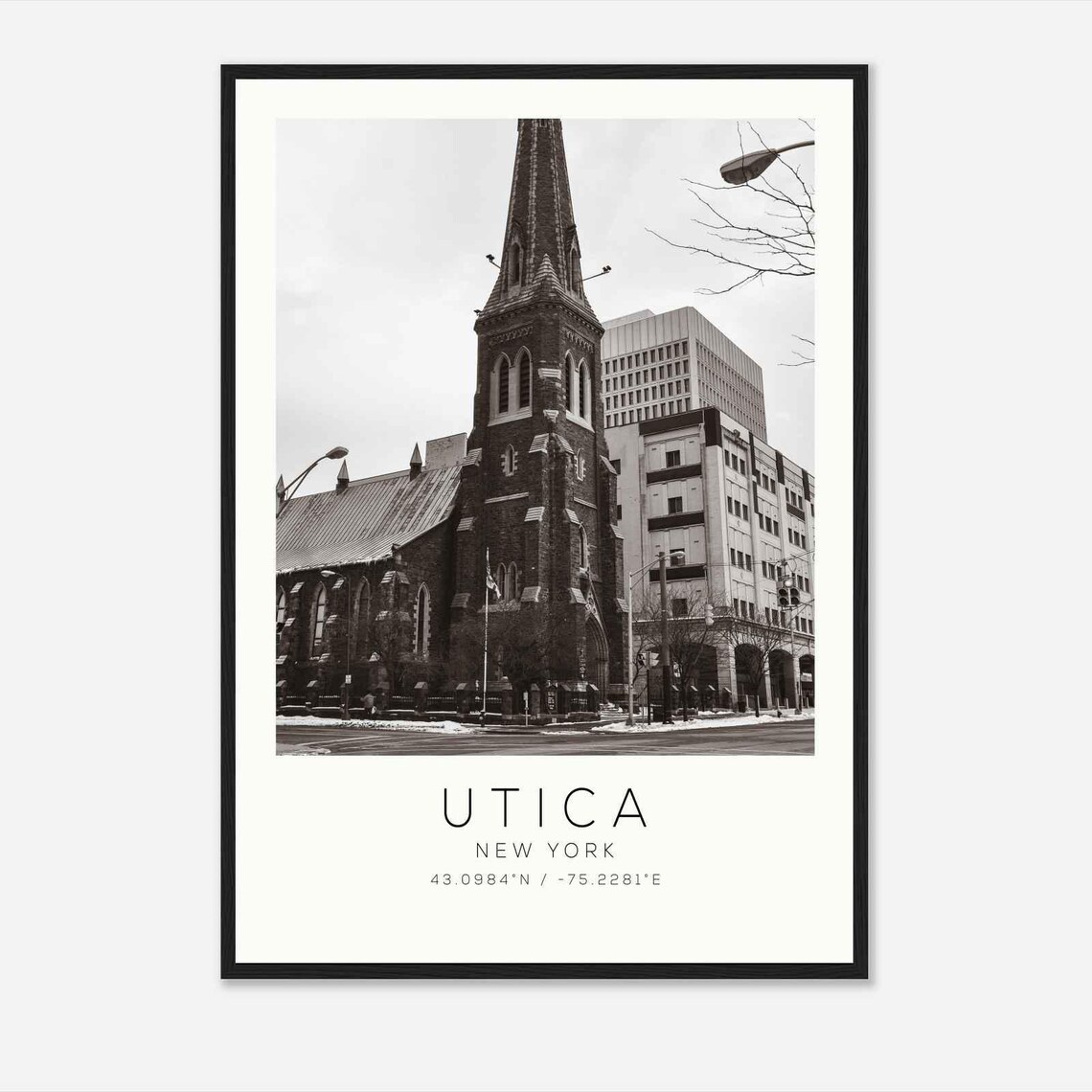 Utica New York Historic Church Steeple Downtown Vintage Photo Poster