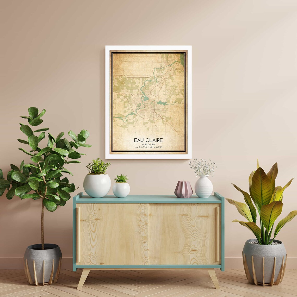 Eau Claire Wisconsin Vintage City Street Map Home Decor Art Poster - Image 4