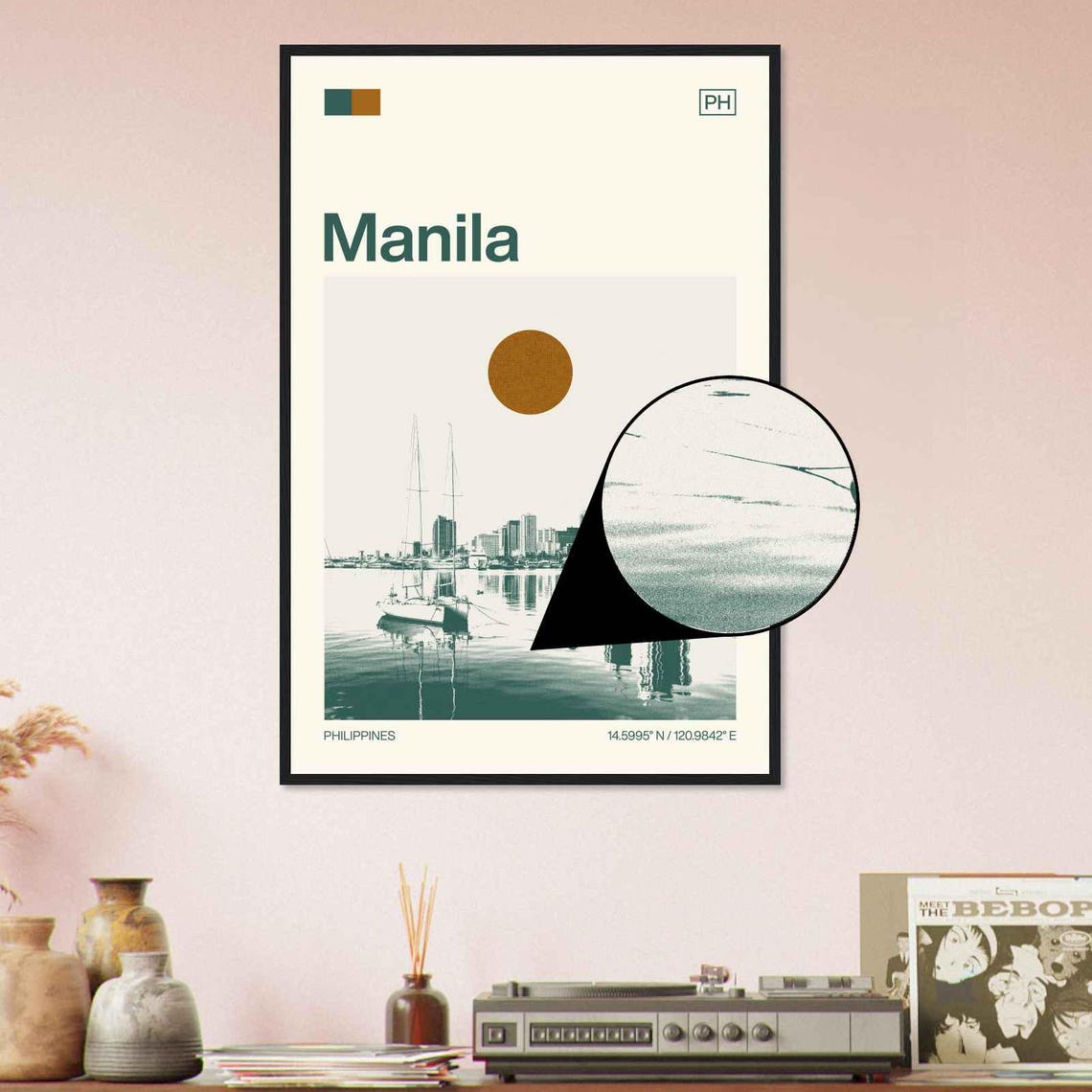 Manila Philippines Modern Minimalist Bay Sailboat Skyline Poster - Image 4