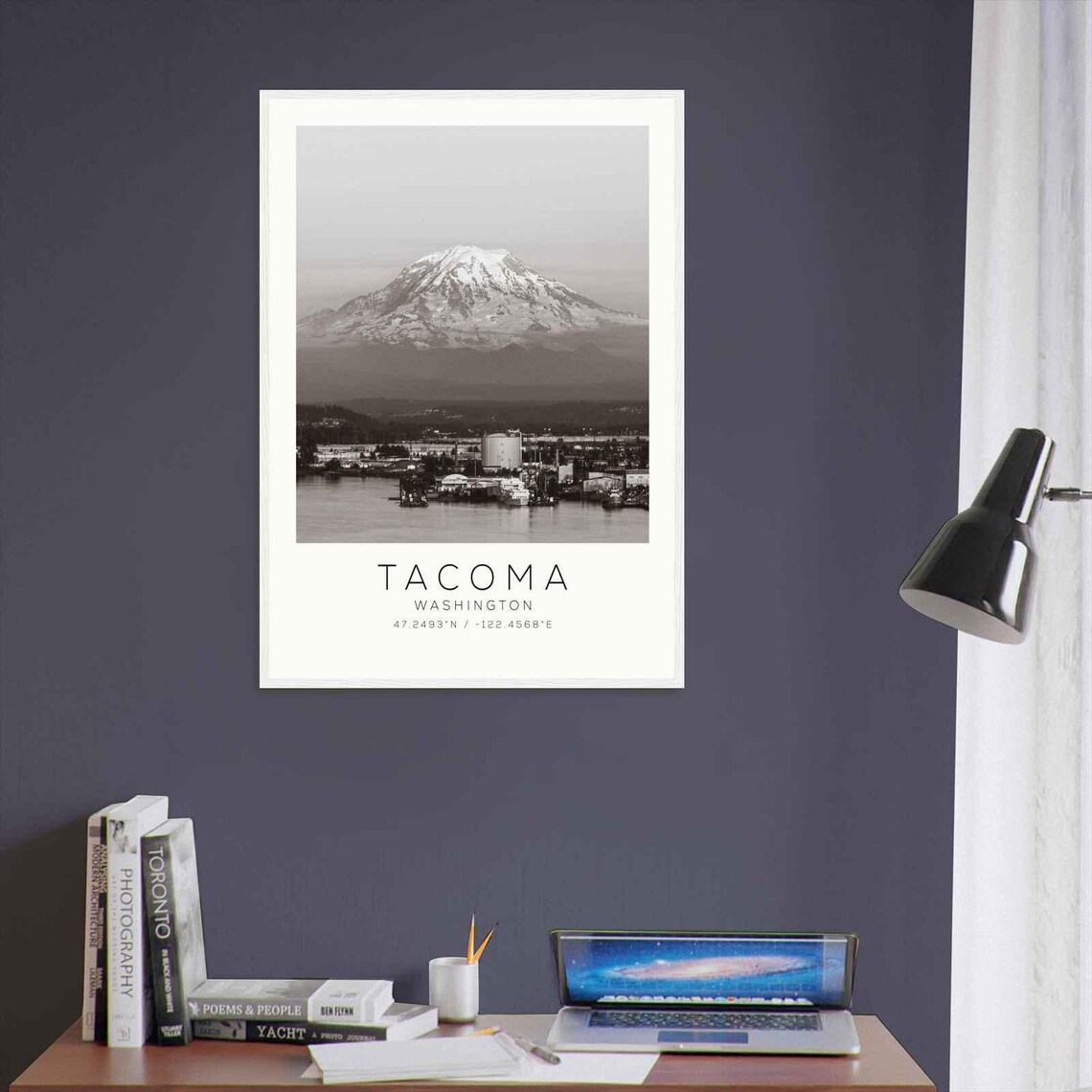 Tacoma Washington Mount Rainier Port Snowy Peak Photo Travel Poster - Image 3
