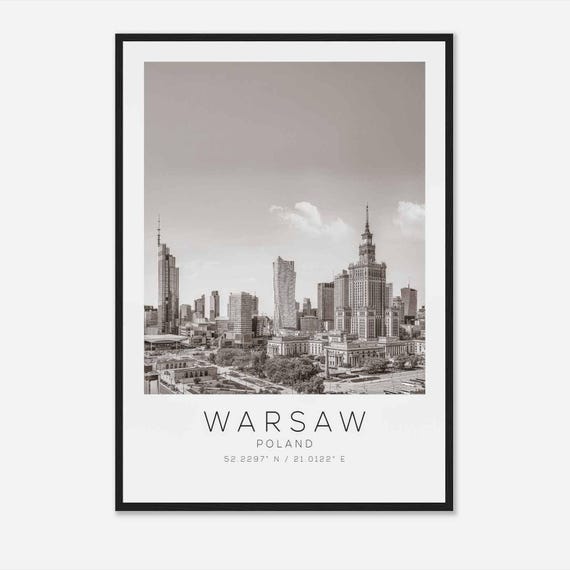 Warsaw Poland Travel Poster, Minimalist Travel Print