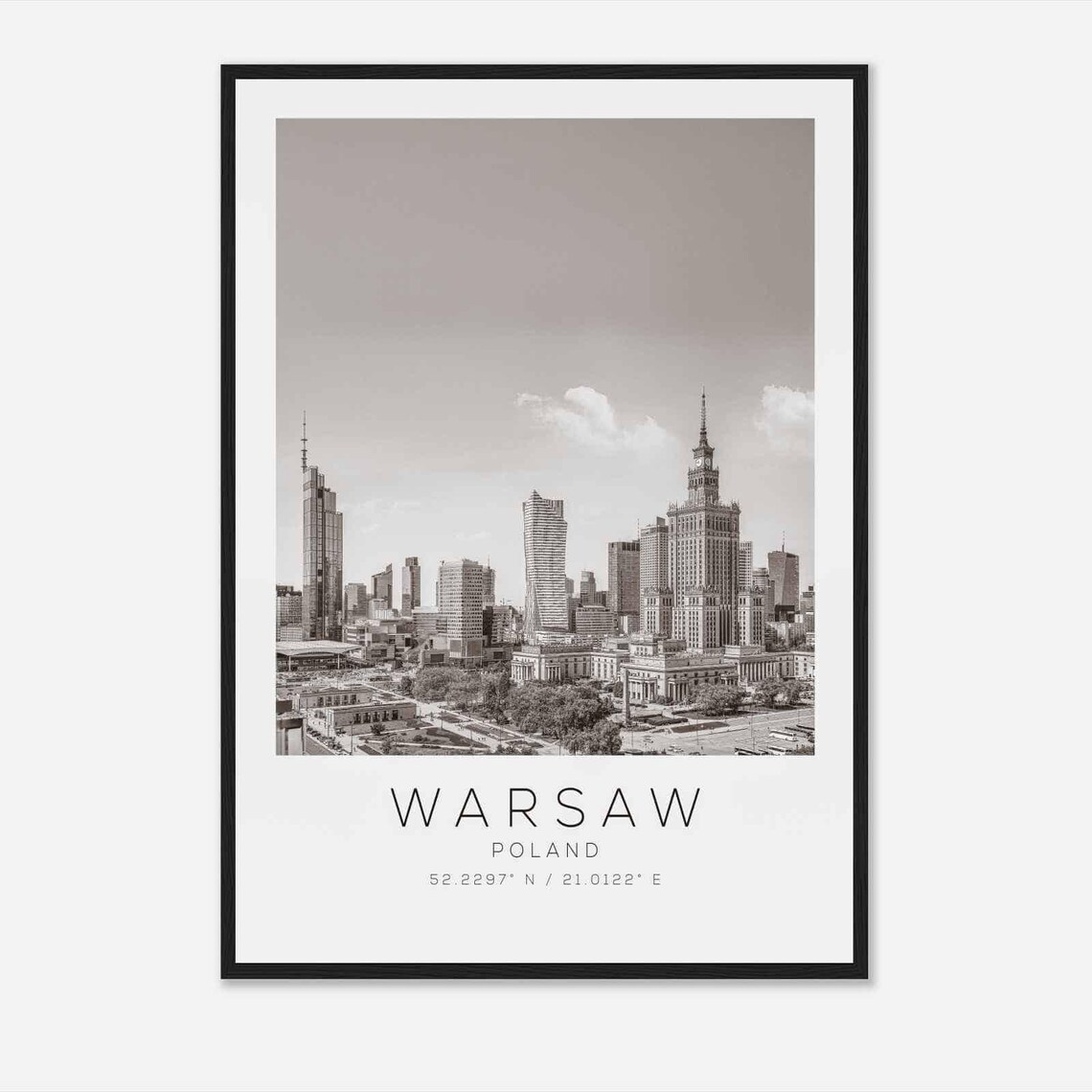 Warsaw Poland Travel Poster, Minimalist Travel Print