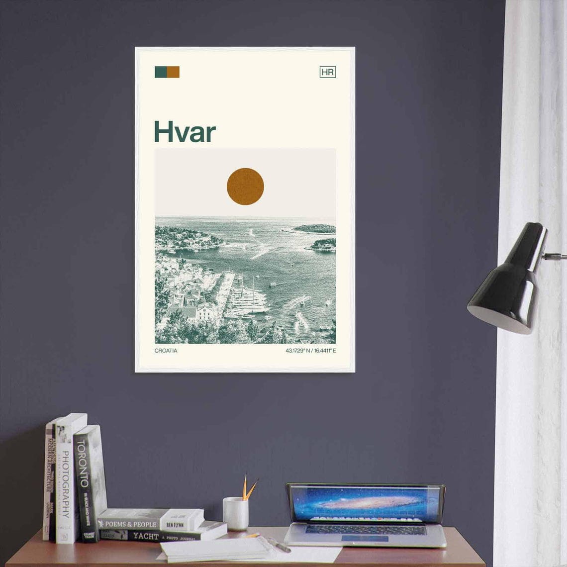 Hvar Croatia Island Harbor Yacht Minimalist Travel Art Poster - Image 3