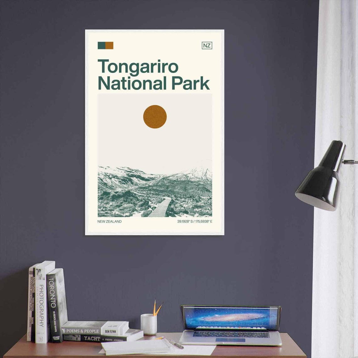 Tongariro National Park New Zealand Peaks Trail Vintage Poster - Image 3