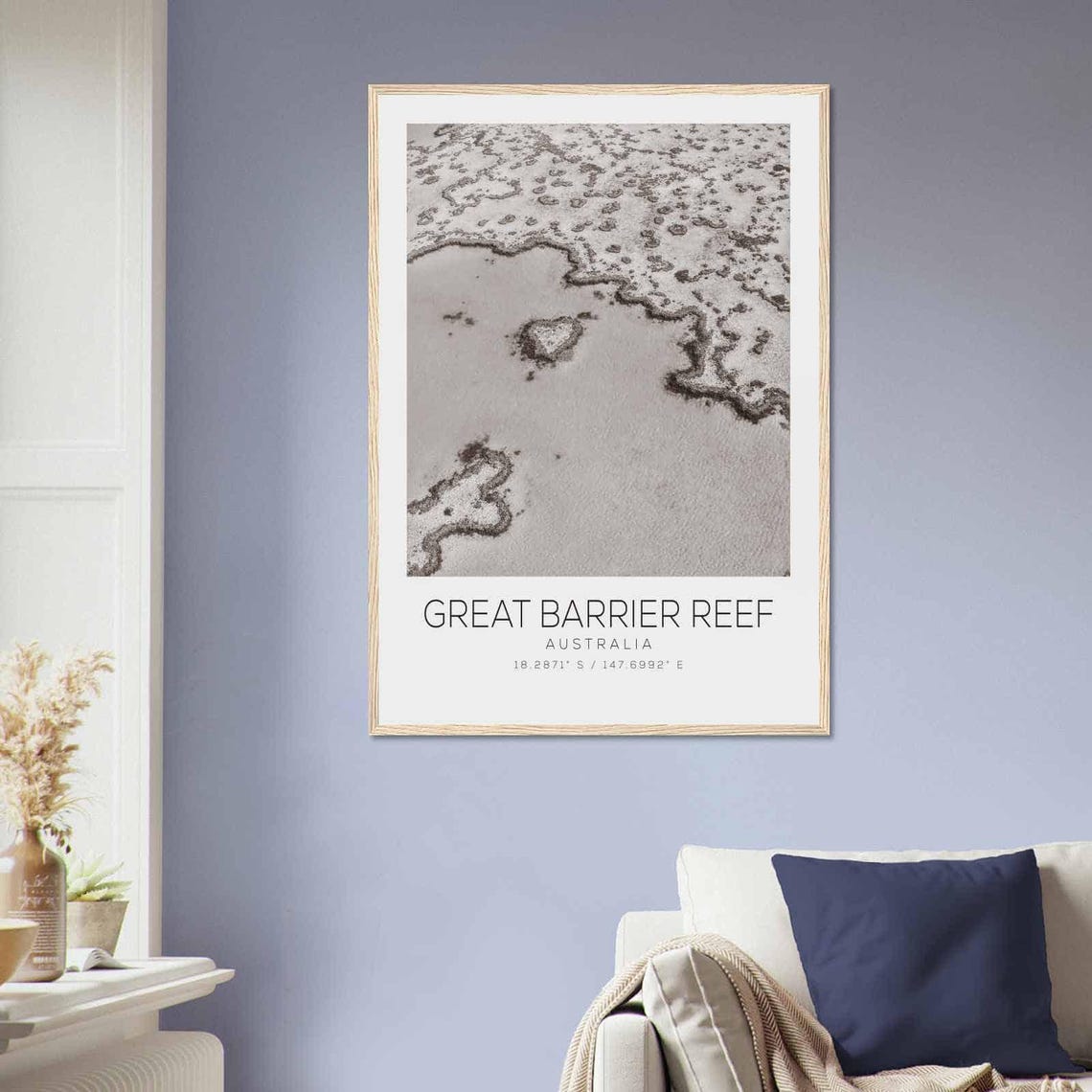 Great Barrier Reef Australia Aerial Heart Coral Reef Black Poster - Image 2