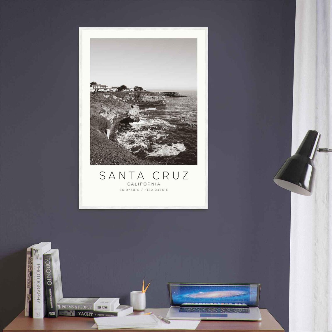 Santa Cruz California Coastal Bluff Homes Minimalist Photo Poster - Image 3