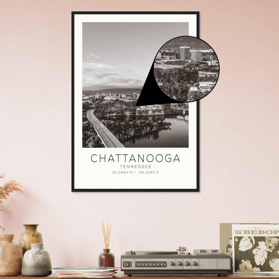 Chattanooga Tennessee River Bridge Aerial Mountain View Poster - Image 4