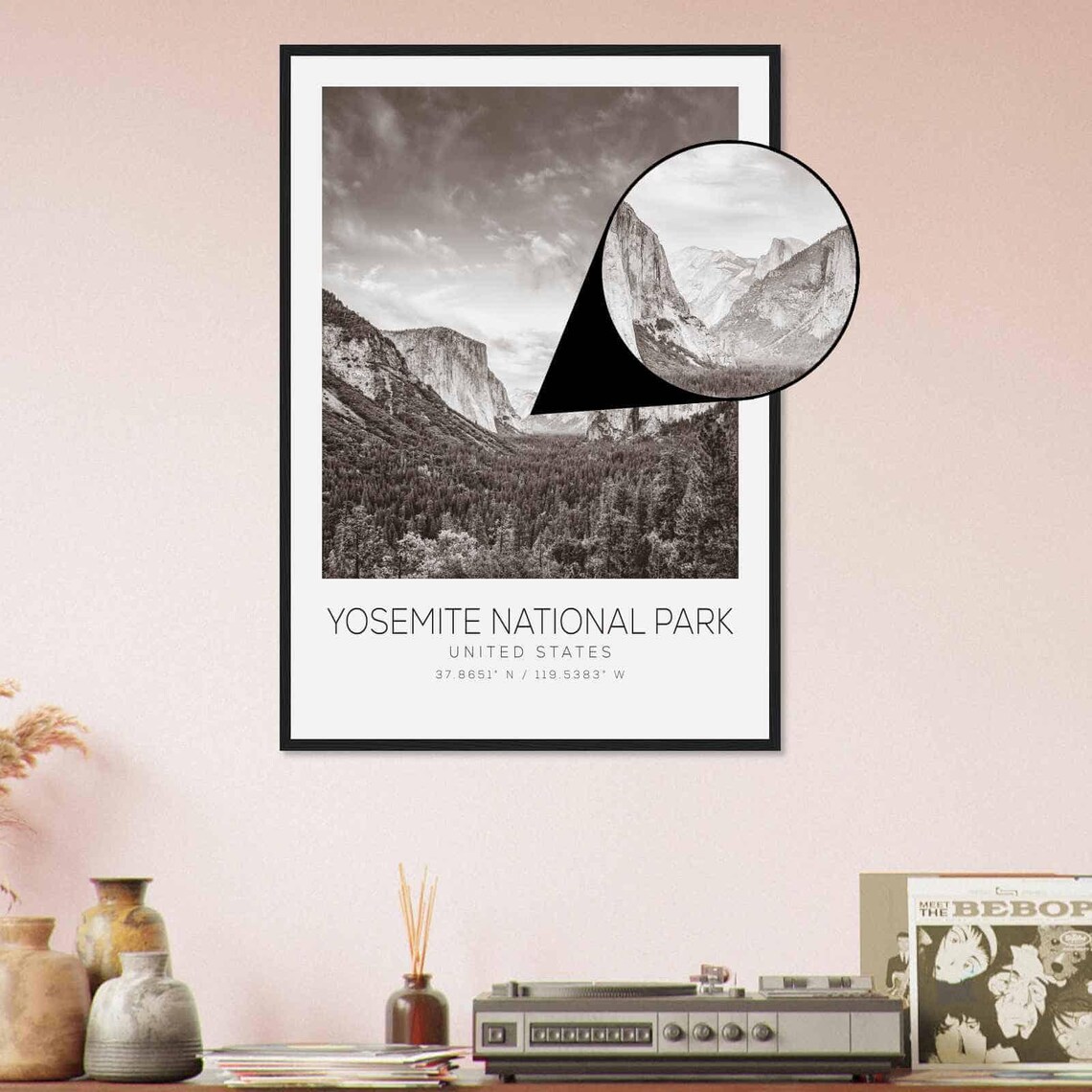 Yosemite National Park Tunnel View Black White Photo Poster USA - Image 4