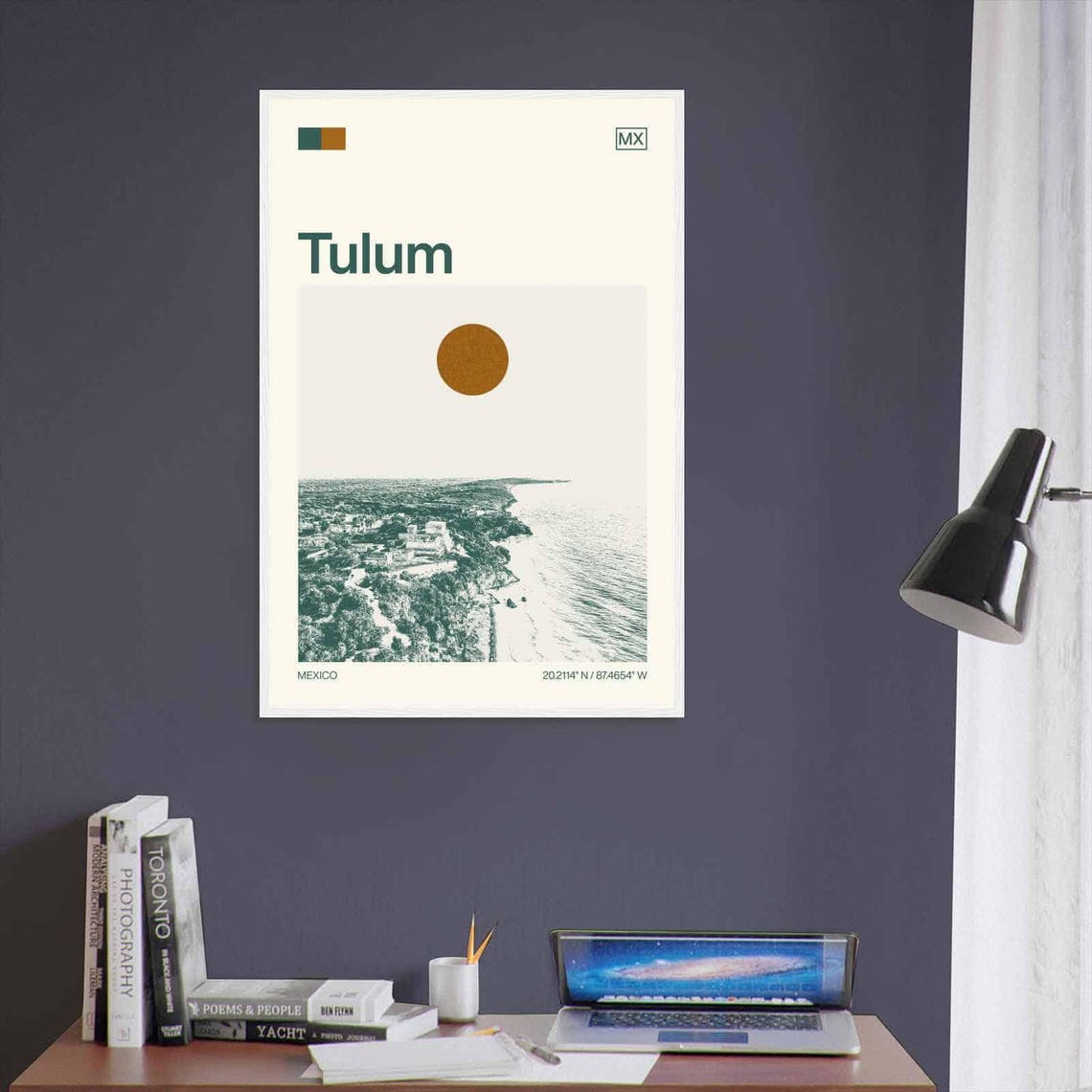 Tulum Mexico Caribbean Coast Aerial Vintage Style Travel Poster - Image 3