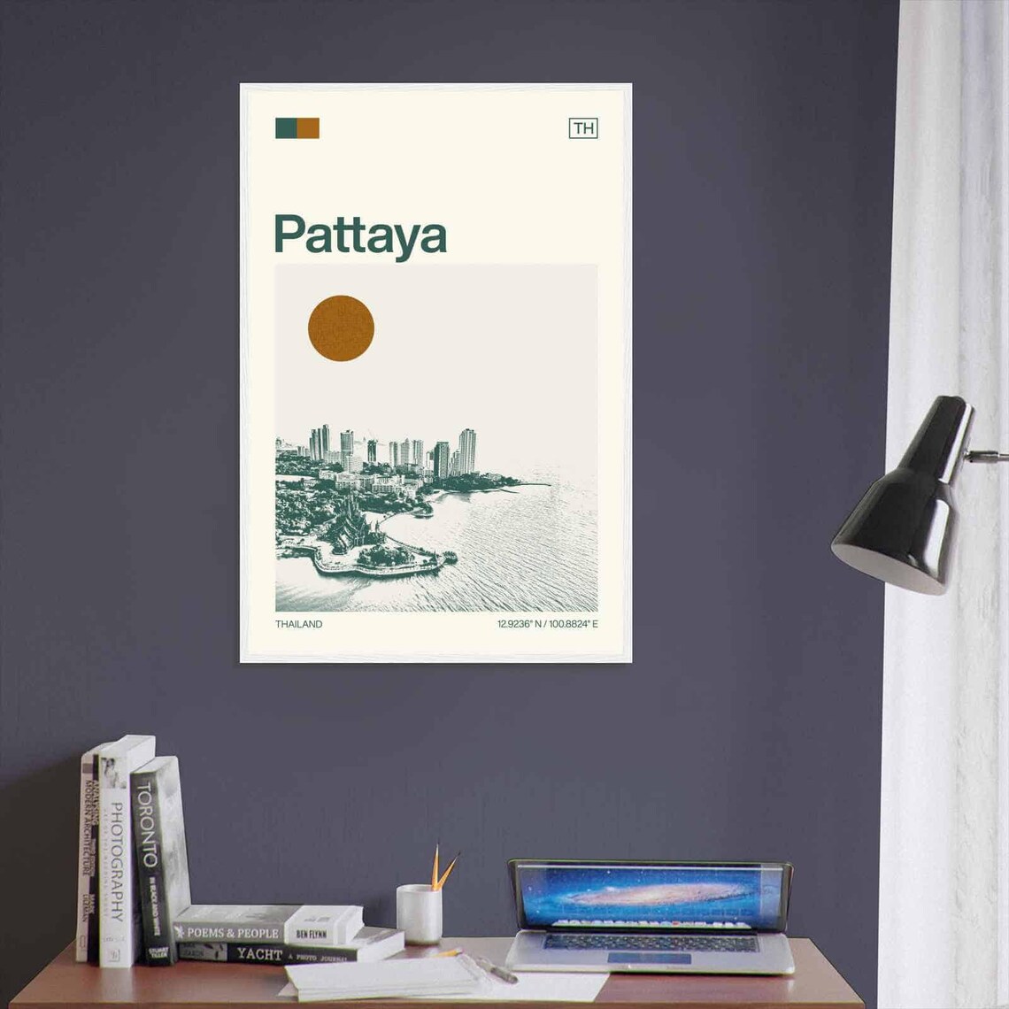 Pattaya Thailand Beach Bay City Skyline Minimalist Travel Poster - Image 3