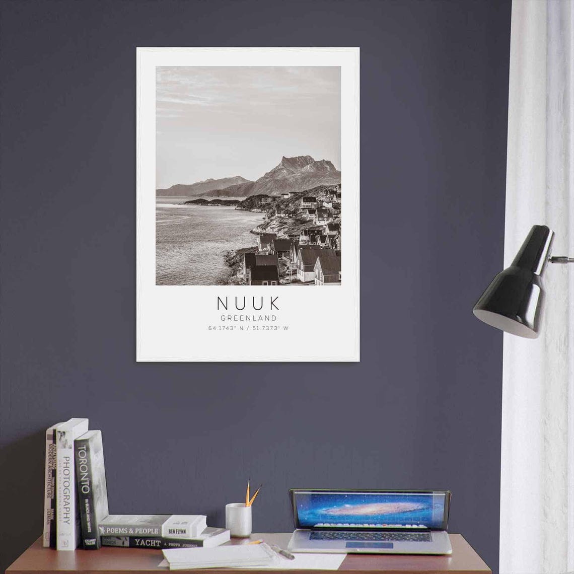 Nuuk Greenland Travel Photo Poster Bw Nuuk Travel Print Minimalist Travel Poster Print - Image 3