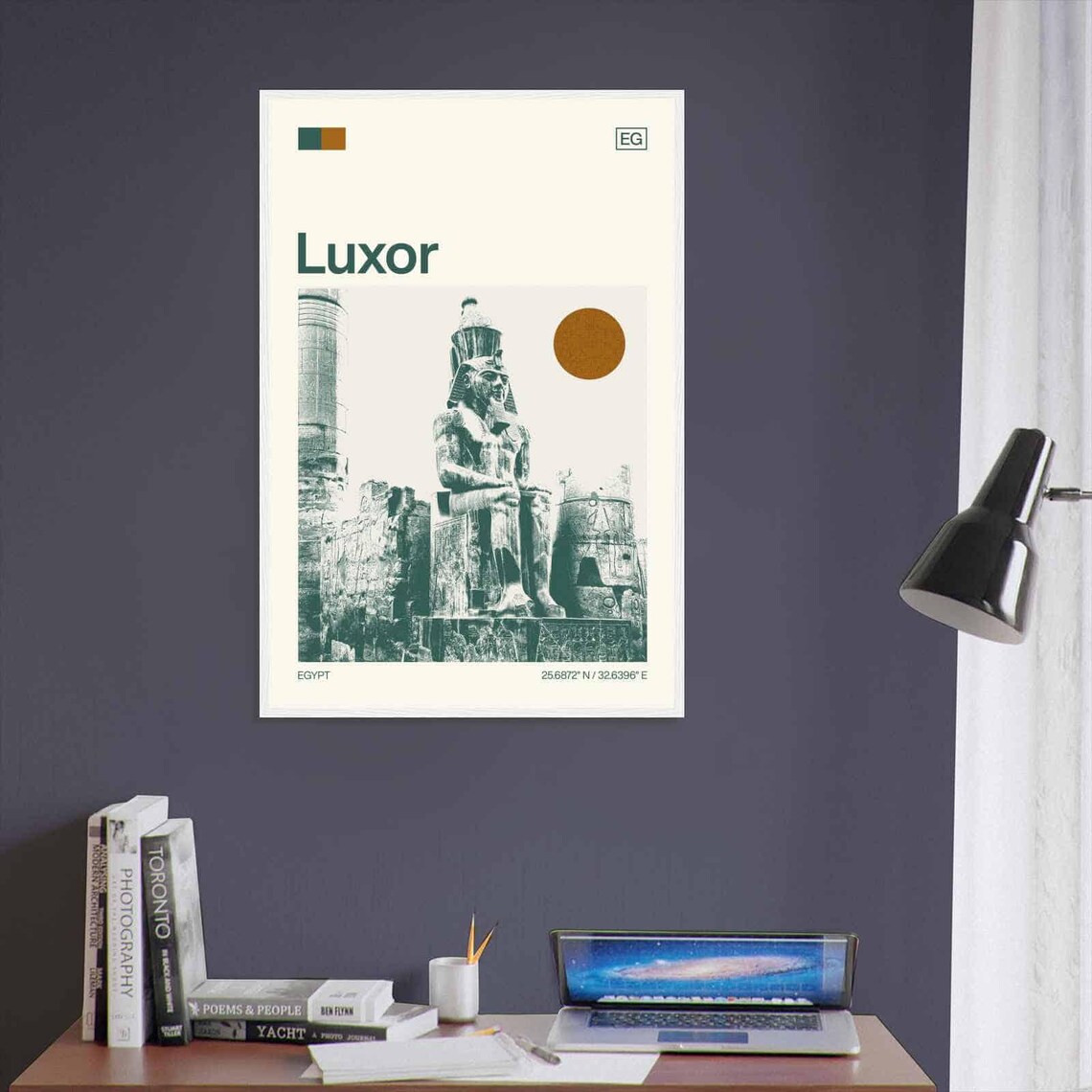 Luxor Egypt Modern Minimalist Pharaoh Statue Temple Art Poster - Image 3