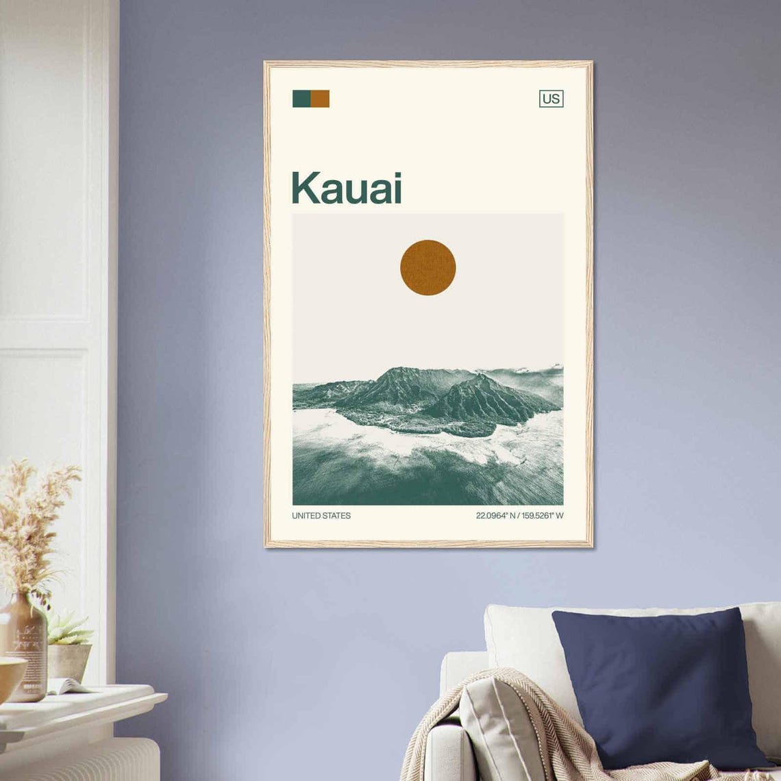Kauai Hawaii Napali Coast Cliffs Minimalist Travel Art Poster - Image 2