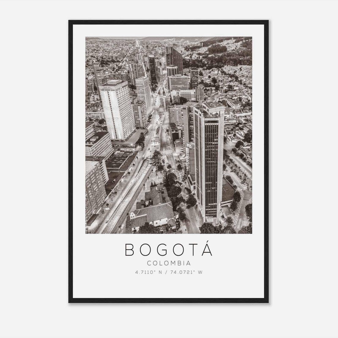 Bogota Colombia Travel Photo Poster Bw Bogota Travel Print Minimalist Travel Poster Print