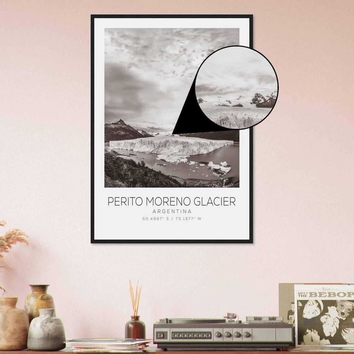 Perito Moreno Glacier Argentina Icefield Black White Photo Poster - Image 4