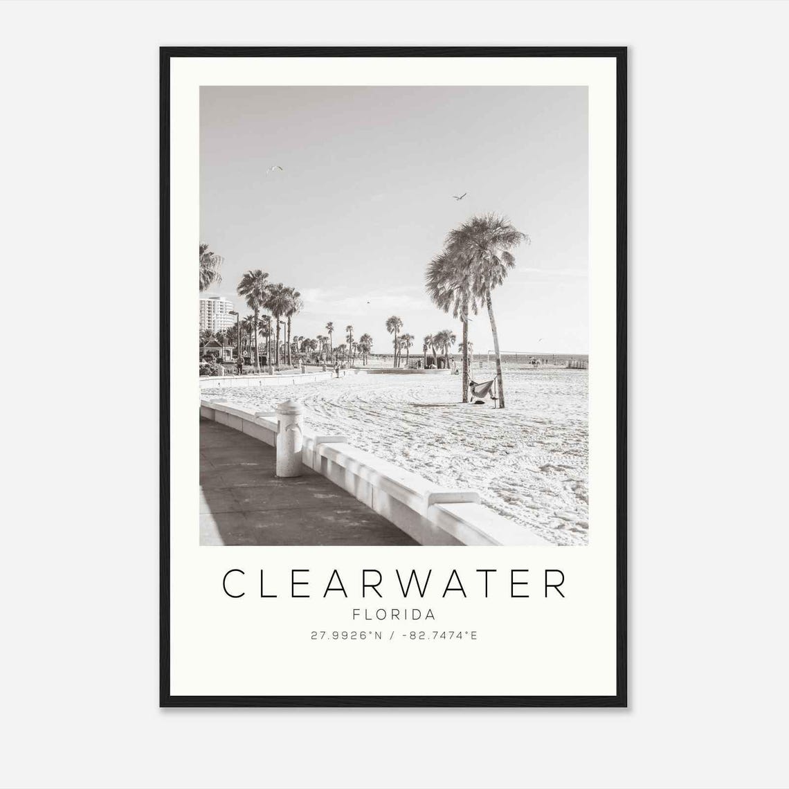 Clearwater Florida Palm Lined Beach Boardwalk White Sand Poster